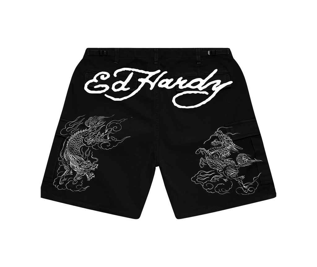 Ed Hardy x Matuê "Dragon" Bermuda Preta