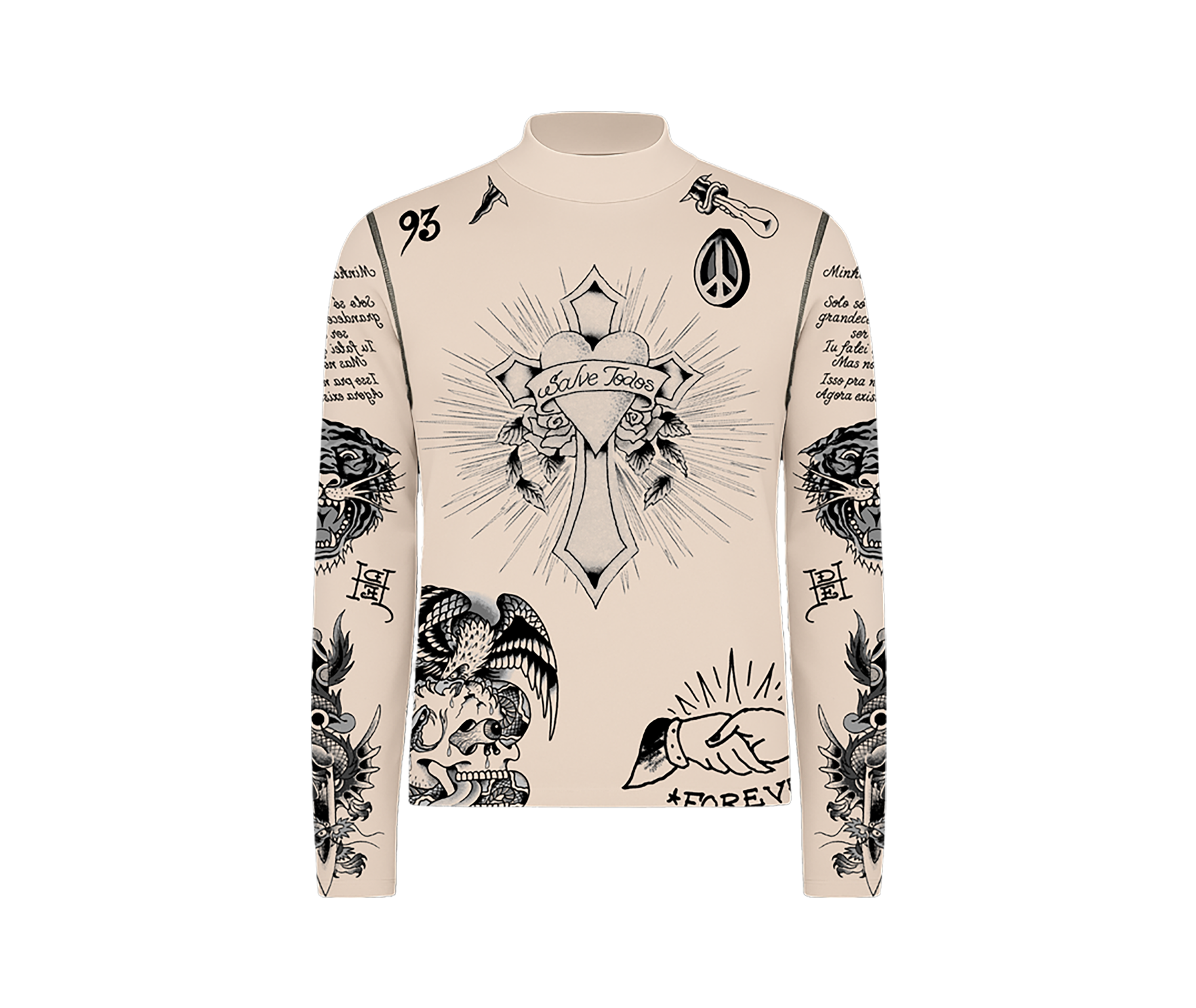 Ed Hardy x Matuê "Tattooed Skin" Tule Masculino Bege