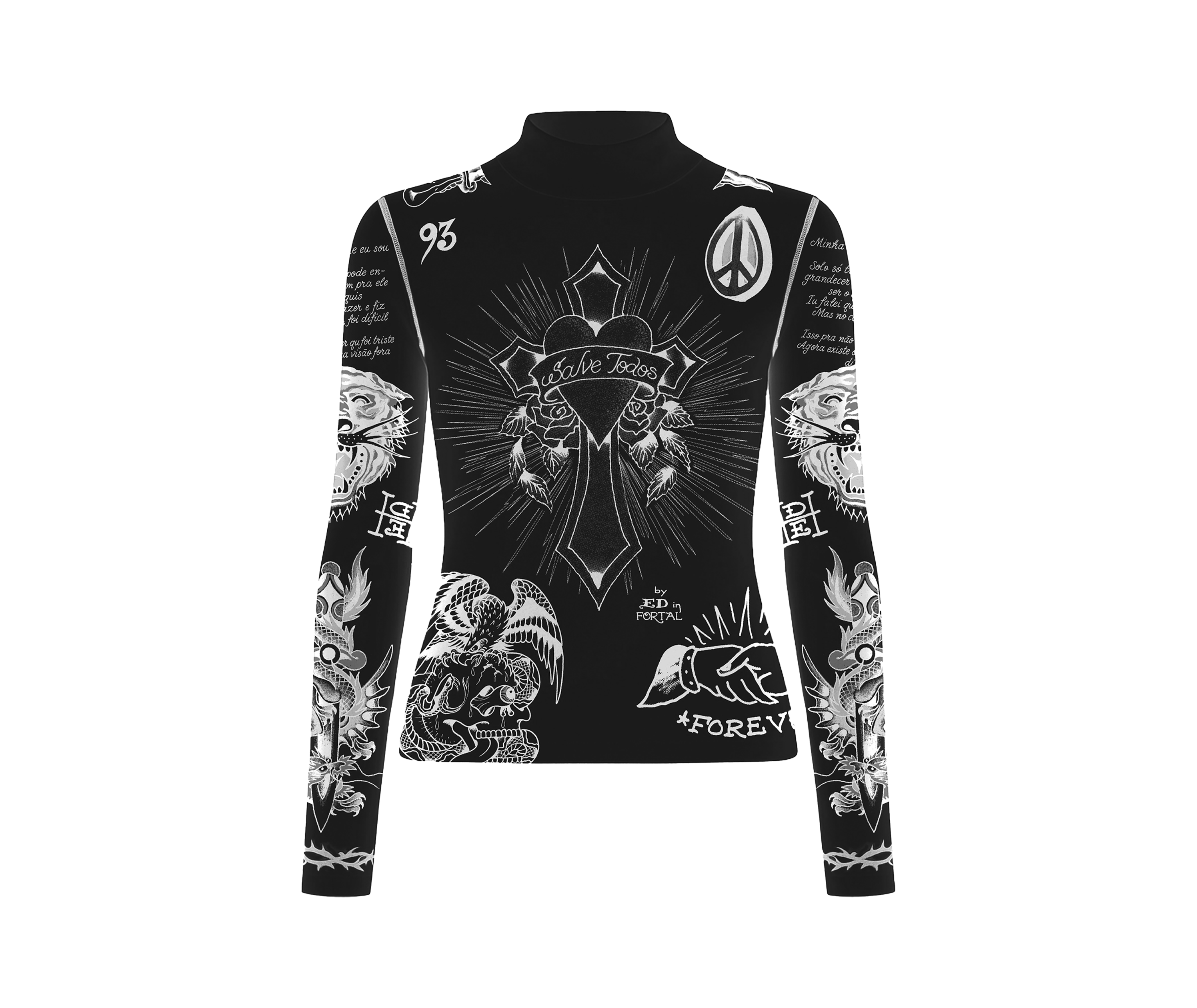 Ed Hardy x Matuê "Tattooed Skin" Tule Feminino Preto