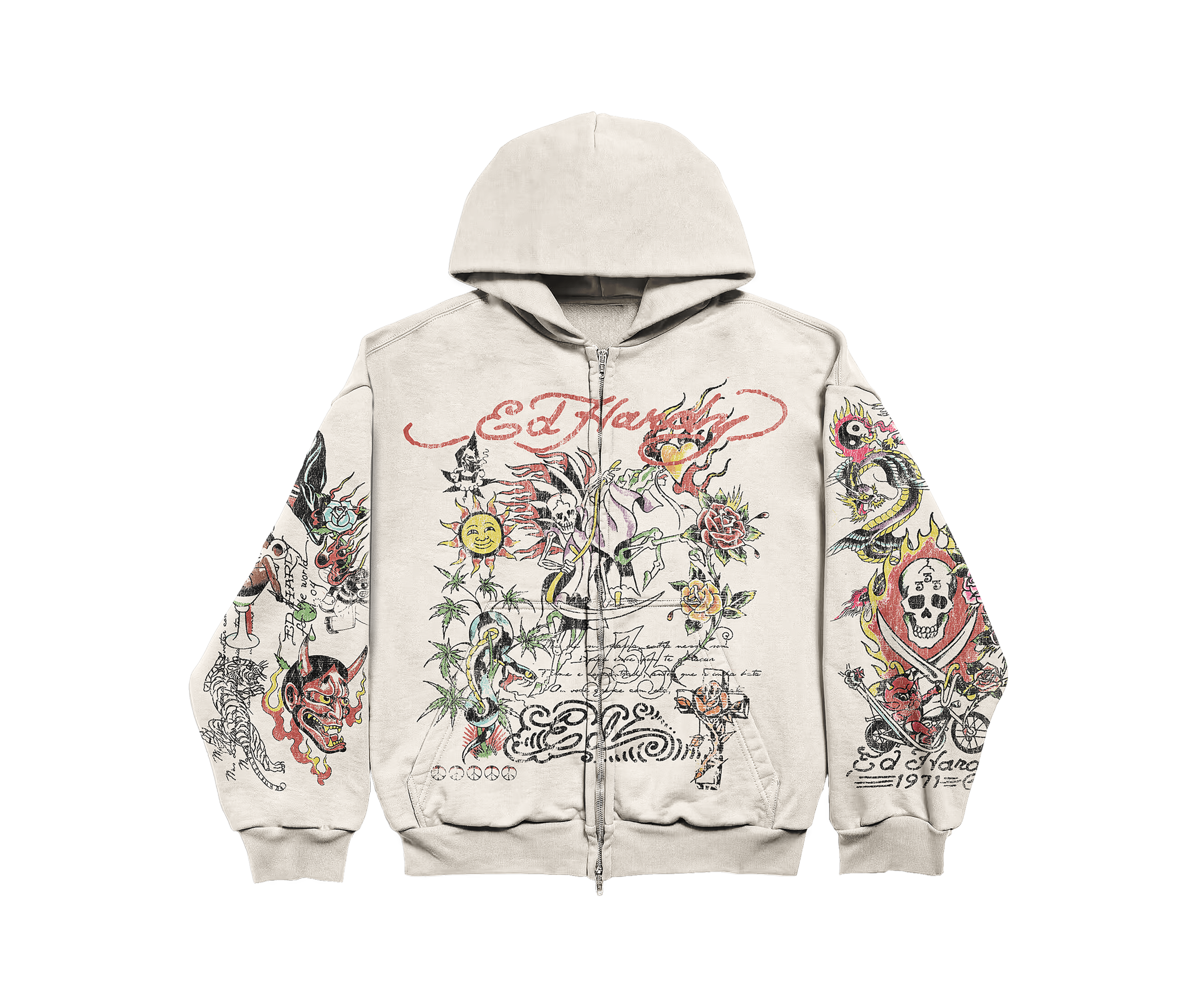 Ed Hardy x Matuê "Fortal" Moletom Zip Up Off White